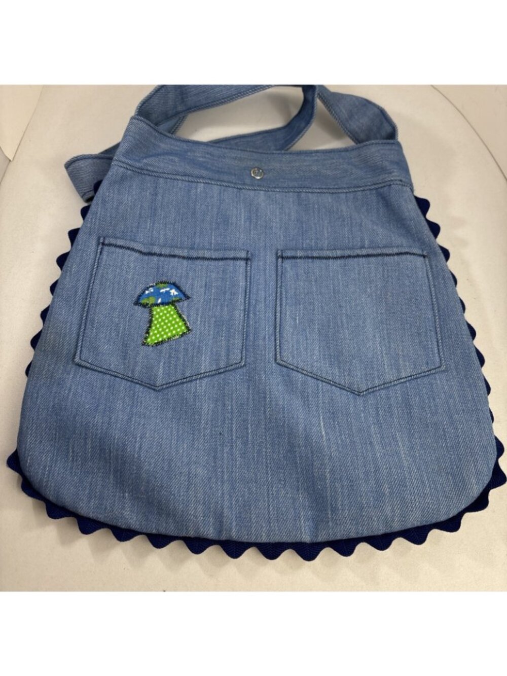 Vintage Girls Teens Denim Purse Sling Bag Blue Jean Boho Handmade 70s - Picture 2 of 8